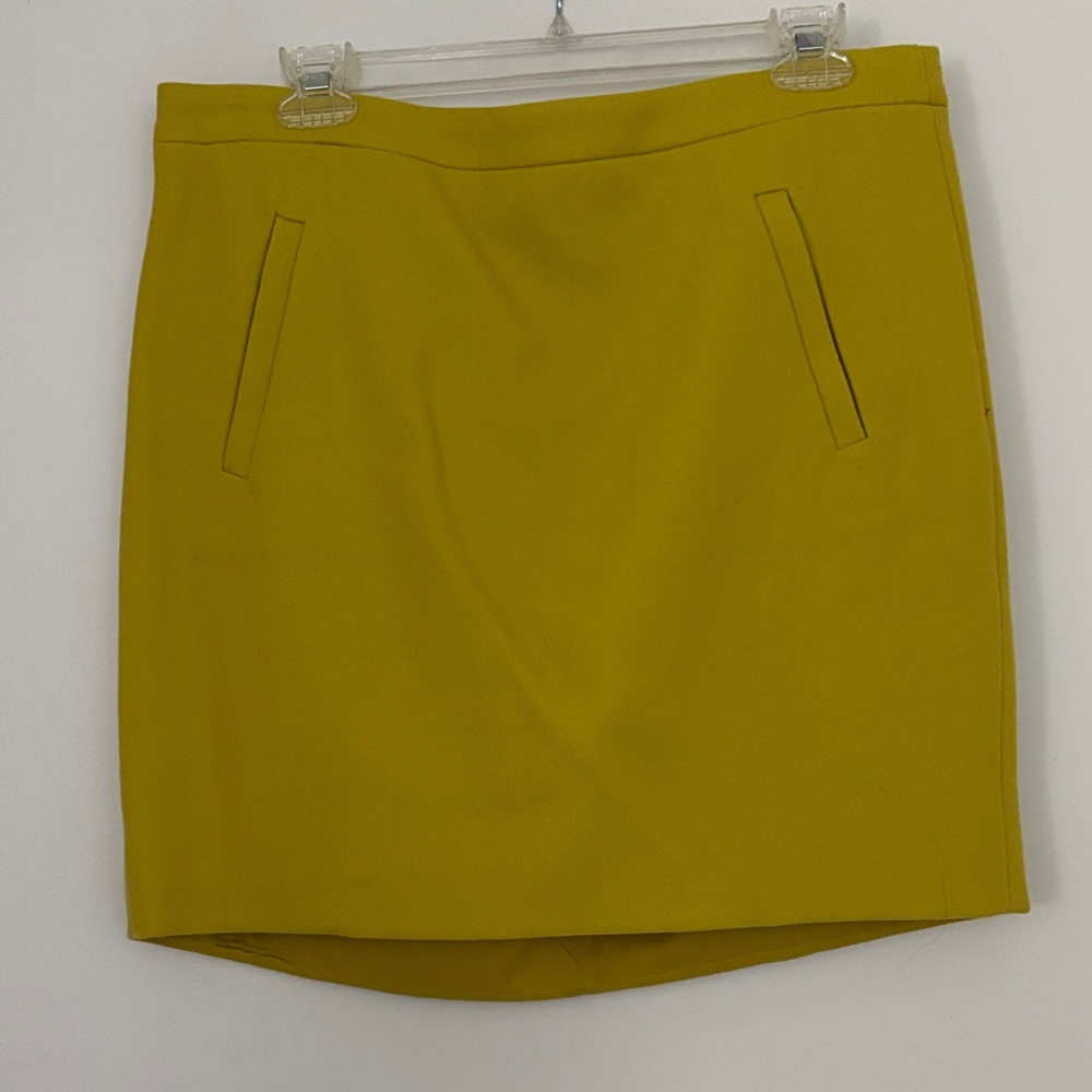 J. Crew Mustard Mini Skirt, Size 10, mint condition, 100% wool